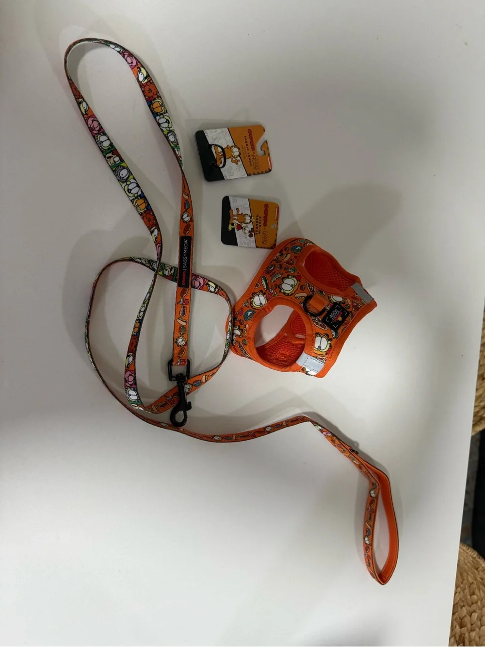 New Sassy Woof Garfield Dog / Cat Harness + Leash XS Harness and One Size Leash